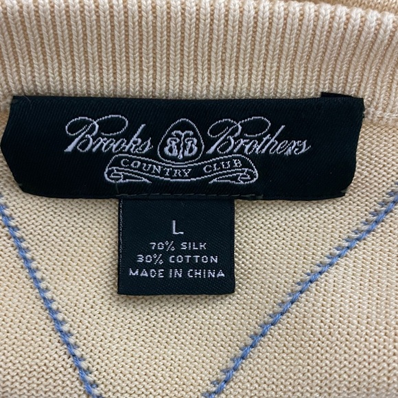 BROOKS BROTHERS Men’s Argyle Country Club Silk Sweater Size Large - Picture 5 of 5
